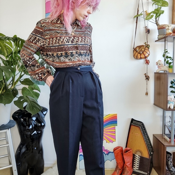 Vintage Wool Pants with "Leather" trim - Picture 11 of 12